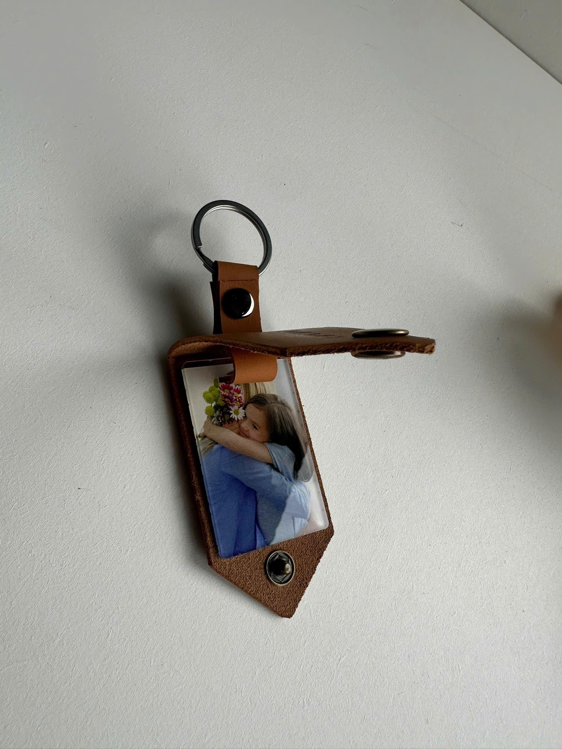 Personalized Hidden Photo Keyring, Leather Picture Gift