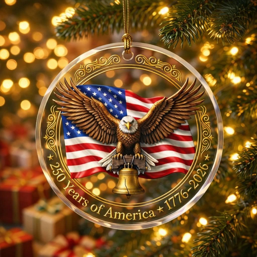 250 Years of America Ornament, Semiquincentennial Eagle Gift, 1776-2026 Patriotic Acrylic Keepsake, USA Birthday Tree Decor