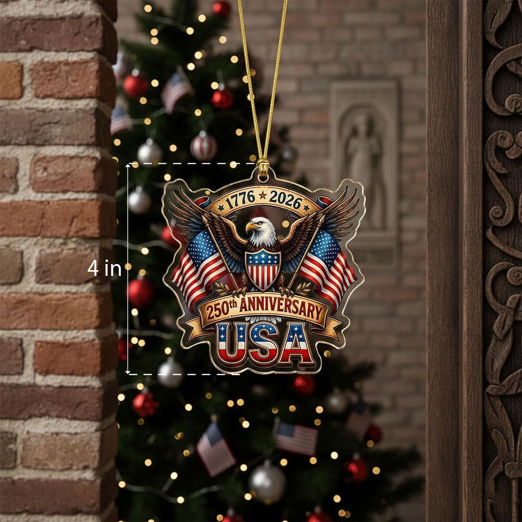 USA 250th Anniversary Ornament, Semiquincentennial Eagle Gift, 1776-2026 Patriotic Acrylic Keepsake, America Birthday Tree Decor
