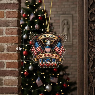 USA 250th Anniversary Ornament, Semiquincentennial Eagle Gift, 1776-2026 Patriotic Acrylic Keepsake, America Birthday Tree Decor