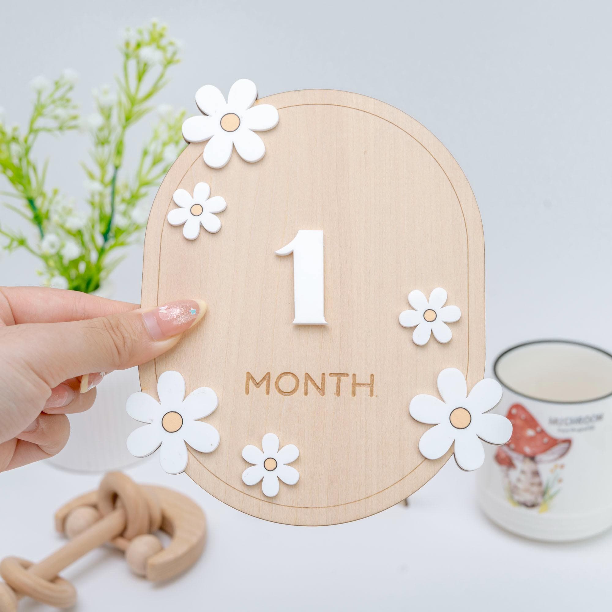 3D Daisy Milestone Cards, Interchangeable Milestone Set, Milestone Set For Photo Board, Boho Monthly Milestone Set, Floral Baby Milestone