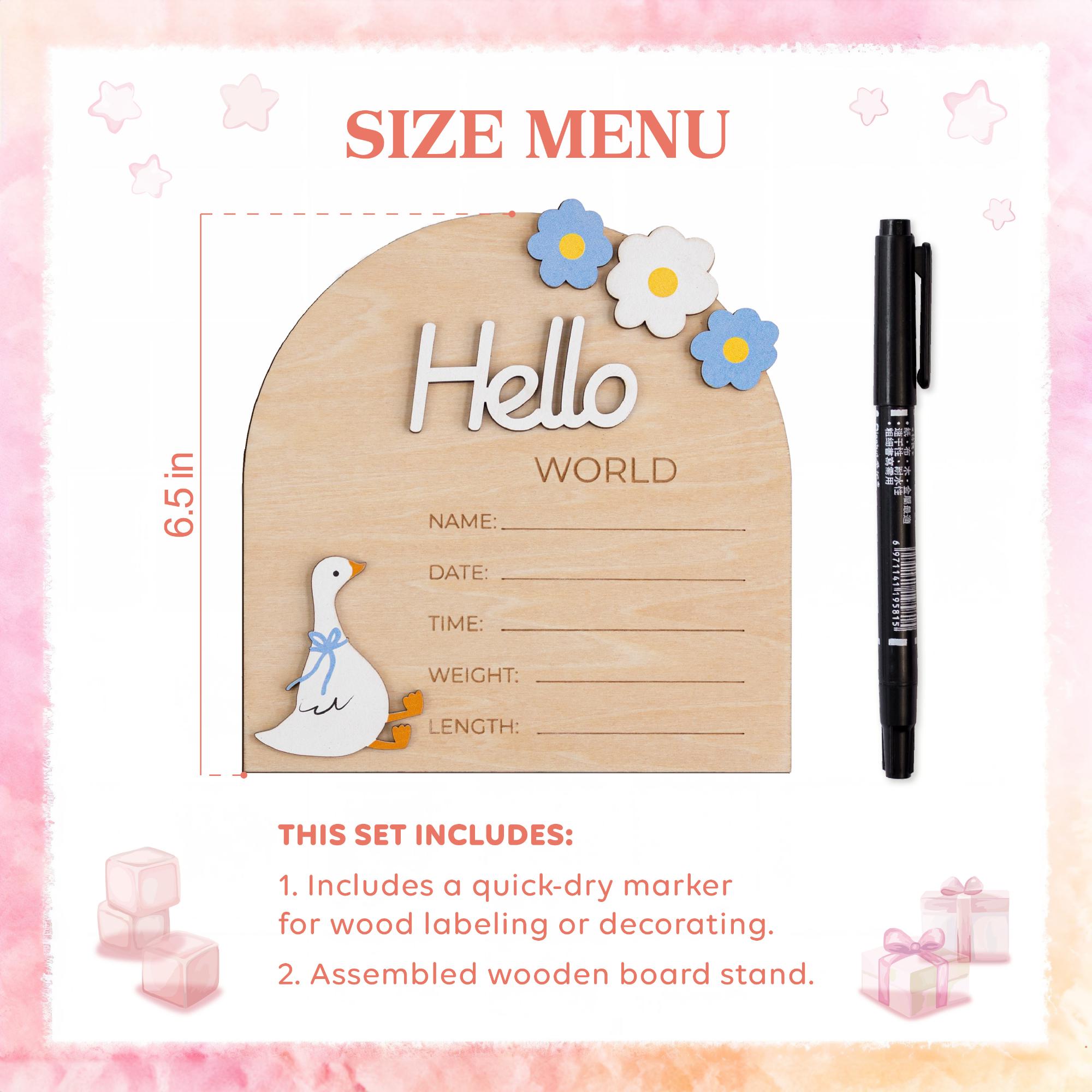 Hello World Sign, Baby Announcement Sign, Baby Announcement Photo Props, Birth Announcement Sign for Hospital, Baby Announcement Name Sign