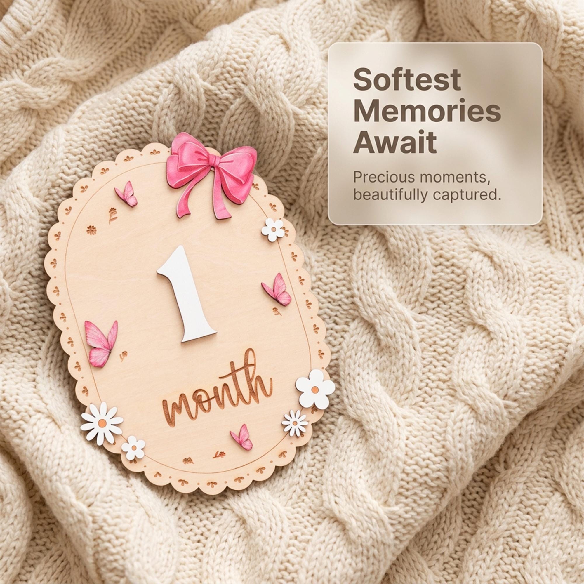 Baby Monthly Milestone Sign Wooden Baby Month Sign Double Sided Month Months First Year Baby Photo Prop Nursery Decor
