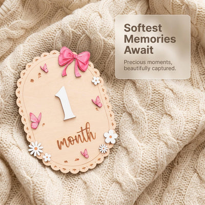 Baby Monthly Milestone Sign Wooden Baby Month Sign Double Sided Month Months First Year Baby Photo Prop Nursery Decor