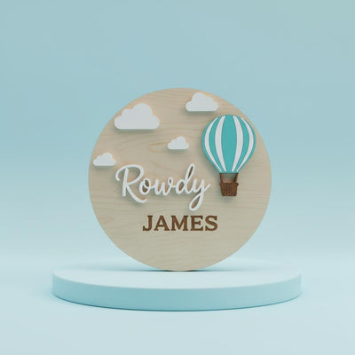 Personalized Hot Air Balloon Baby Name Sign Wooden Nursery Decor