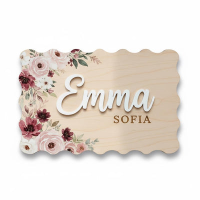 Personalized Floral Wooden Baby Name Sign Nursery Wall Decor