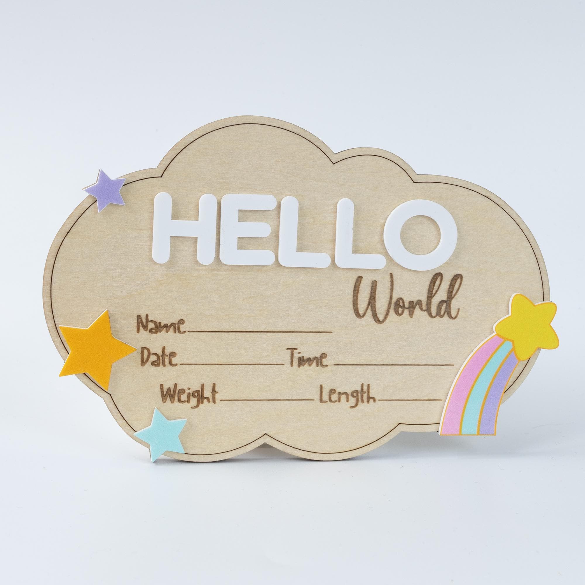 Hello World Baby Announcement, Newborn Birth Stat Sign, Milestone Card, Hospital Name Sign, 3D Wood Sign, Nursery Photo, Baby Photo Prop
