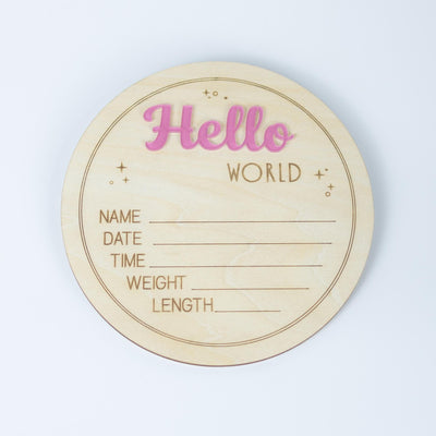Hello World Baby Stats Plaque, Baby Birth Announcement Sign, Engraved Wood Hello World Sign, Baby Photo Props, Birth Announcement Board