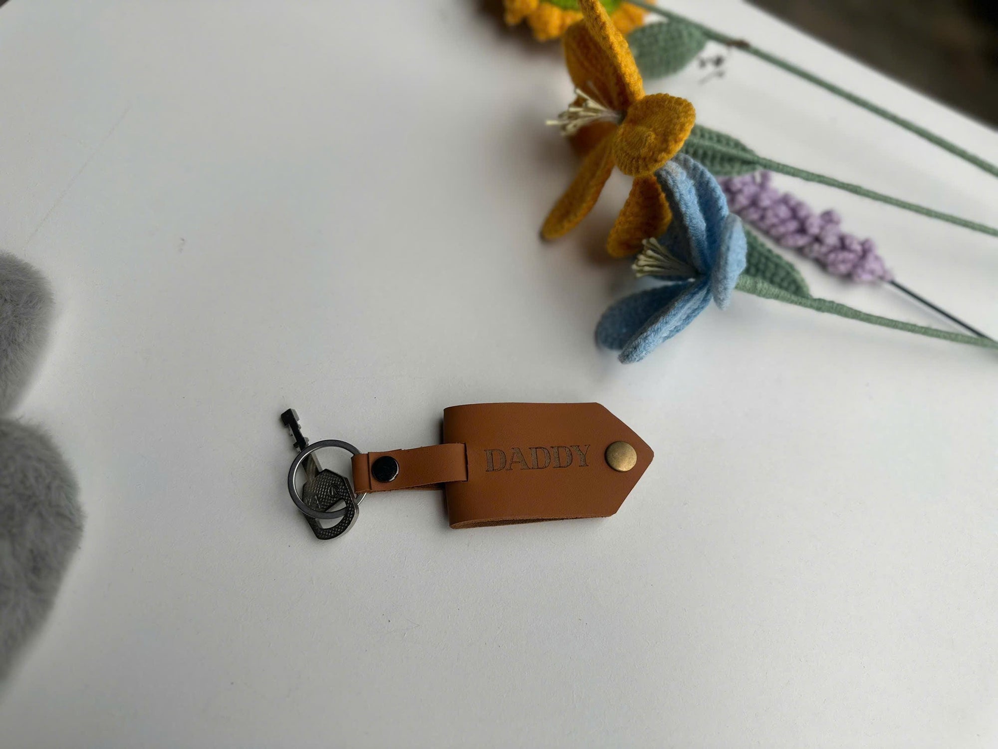 Custom Photo Leather Keychain With Hidden Picture Inside, Meaningful Gift For Dad Mom
