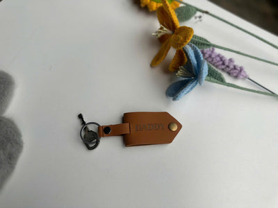 Custom Photo Leather Keychain With Hidden Picture Inside, Meaningful Gift For Dad Mom