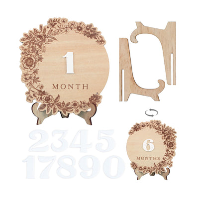 Floral Baby Monthly Milestones Girl, Interchangeable Milestone Set, Boho Baby Milestones, Wooden Newborn Photo Prop, Baby Photo Props Girl