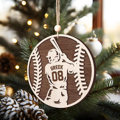 Personalized Baseball Christmas Ornament - Custom Wooden Player Jersey Ornament - Sports Team Holiday Keepsake