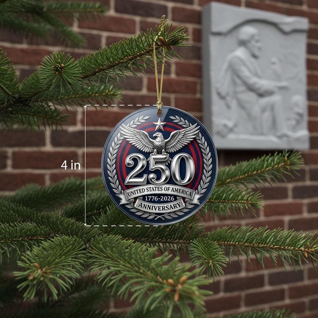 United States 250th Anniversary Ornament, 2026 Semiquincentennial Silver Medal, 1776-2026 Patriotic Eagle Gift, USA Keepsake Decor