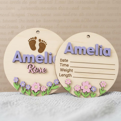 Baby Birth Stats Sign Set, Personalized Baby Name Announcement Sign, Wooden Newborn Photo Prop Nursery Decor