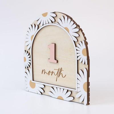 3D Baby Milestone Sign, Hello World Milestone Card, Boho Monthly Milestone, Engraved Wood Monthly Milestone Markers, Baby Girl Photo Props