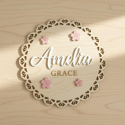 Personalized Baby Name Wood Sign, Floral Nursery Wall Decor