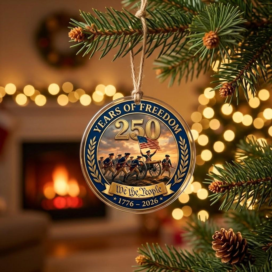 United States 250th Ornament, Revolutionary War Gift, 1776-2026 Semiquincentennial Keepsake, American Heritage History Decor
