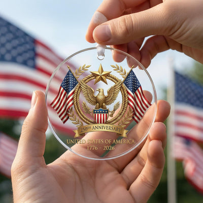 United States 250th Anniversary Ornament, Semiquincentennial Eagle Gift, 1776-2026 Patriotic Acrylic Keepsake, USA Birthday Decor