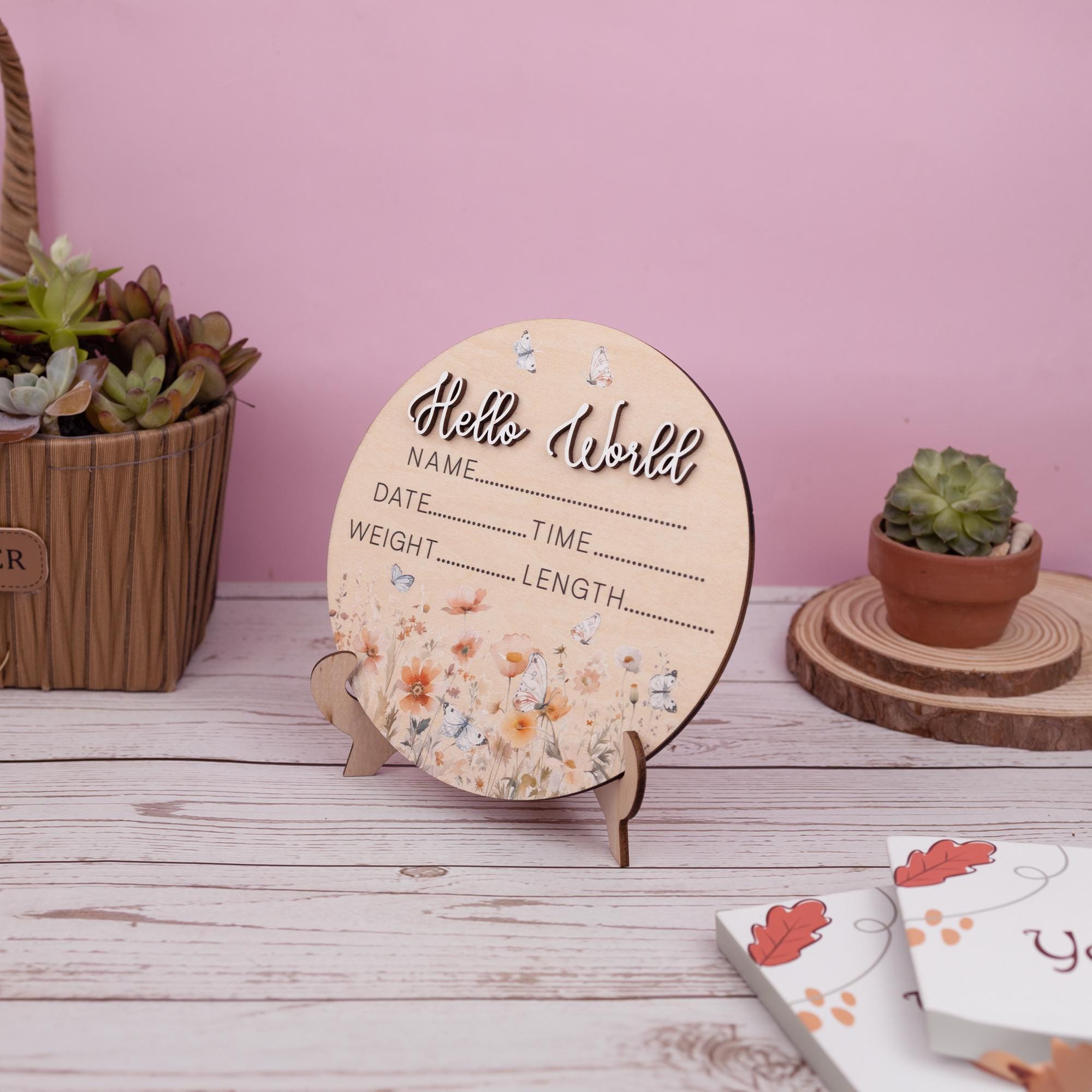 Baby Girl Birth Announcement Sign for Hospital, Baby Photo Prop, Baby Shower Gift, Newborn Gift, Wood Birth Stat Sign, Nursery Decor
