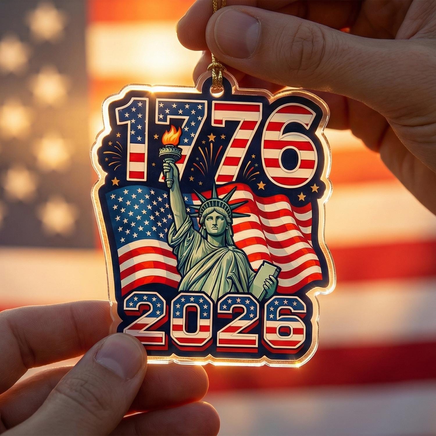 1776-2026 USA Ornament, 250th Anniversary Lady Liberty Gift, Semiquincentennial Patriotic Acrylic Decor, America 250th Birthday