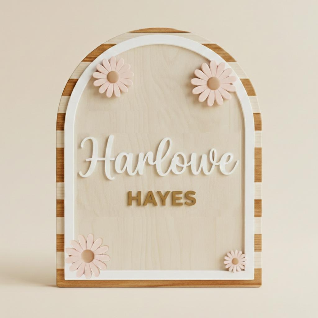 Personalized Baby Name Sign Wooden Nursery Decor, Custom Baby Birth Stats Sign, Baby Announcement Sign, Newborn Name Plaque
