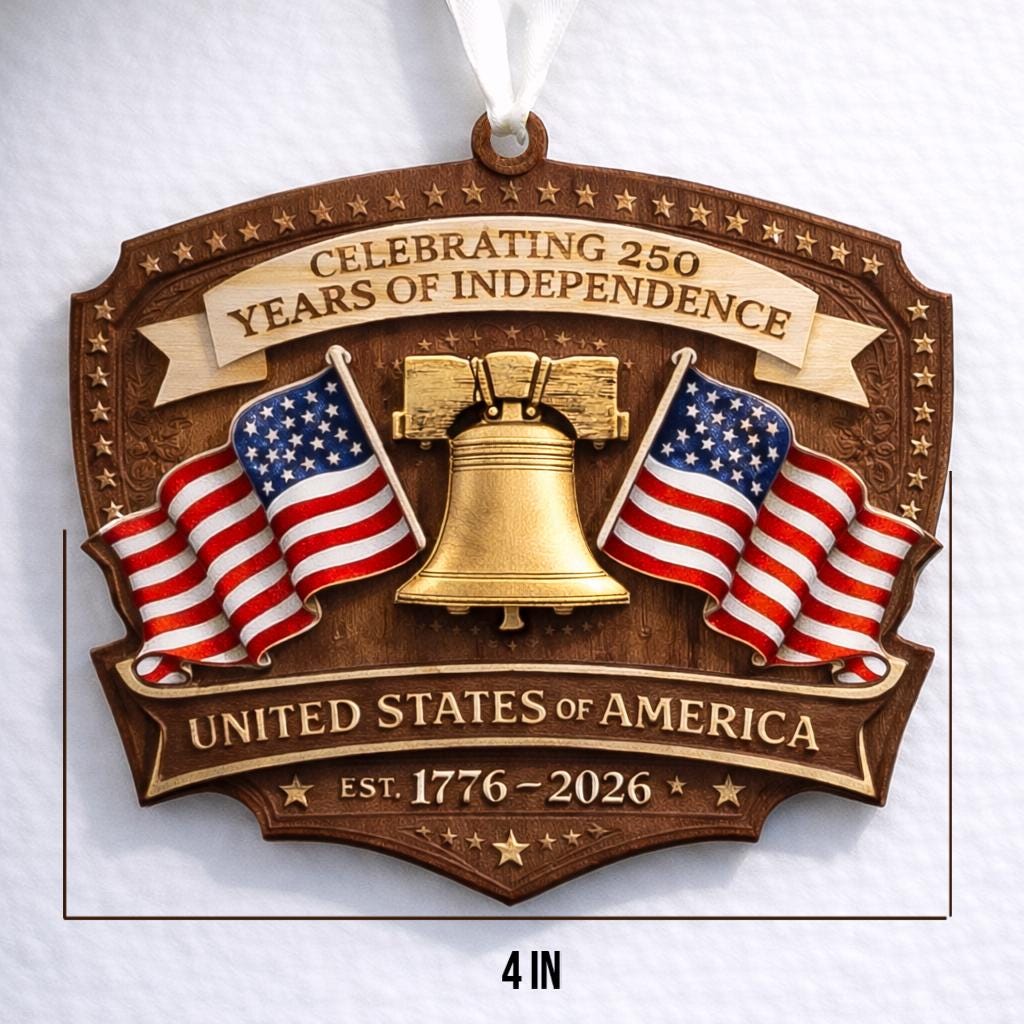 USA 250th Ornament, Semiquincentennial Gift, 1776-2026 Liberty Bell Acrylic Keepsake, Patriotic United States Decor