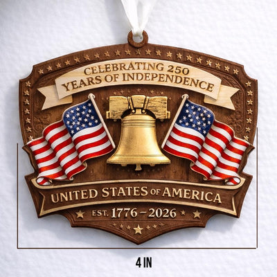 USA 250th Ornament, Semiquincentennial Gift, 1776-2026 Liberty Bell Acrylic Keepsake, Patriotic United States Decor