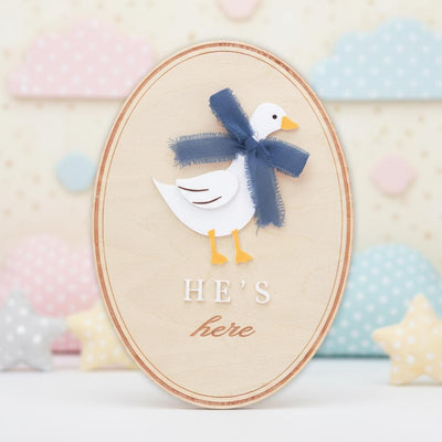 He’s Here Wooden Baby Announcement Sign, Newborn Nursery Decor