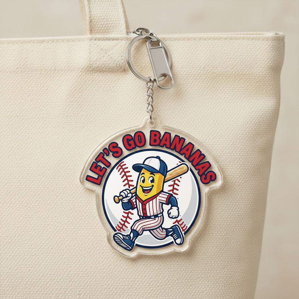 Funny Baseball Keychain, Cute Baseball Fan Keychain, Baseball Bag Charm, Acrylic Baseball Keychain, Baseball Lover Gift