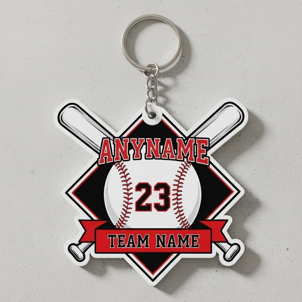 Personalized Baseball Keychain Custom Player Name Number Team Name, Baseball Team Gift, Little League Player Keychain