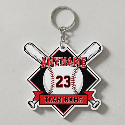 Personalized Baseball Keychain Custom Player Name Number Team Name, Baseball Team Gift, Little League Player Keychain