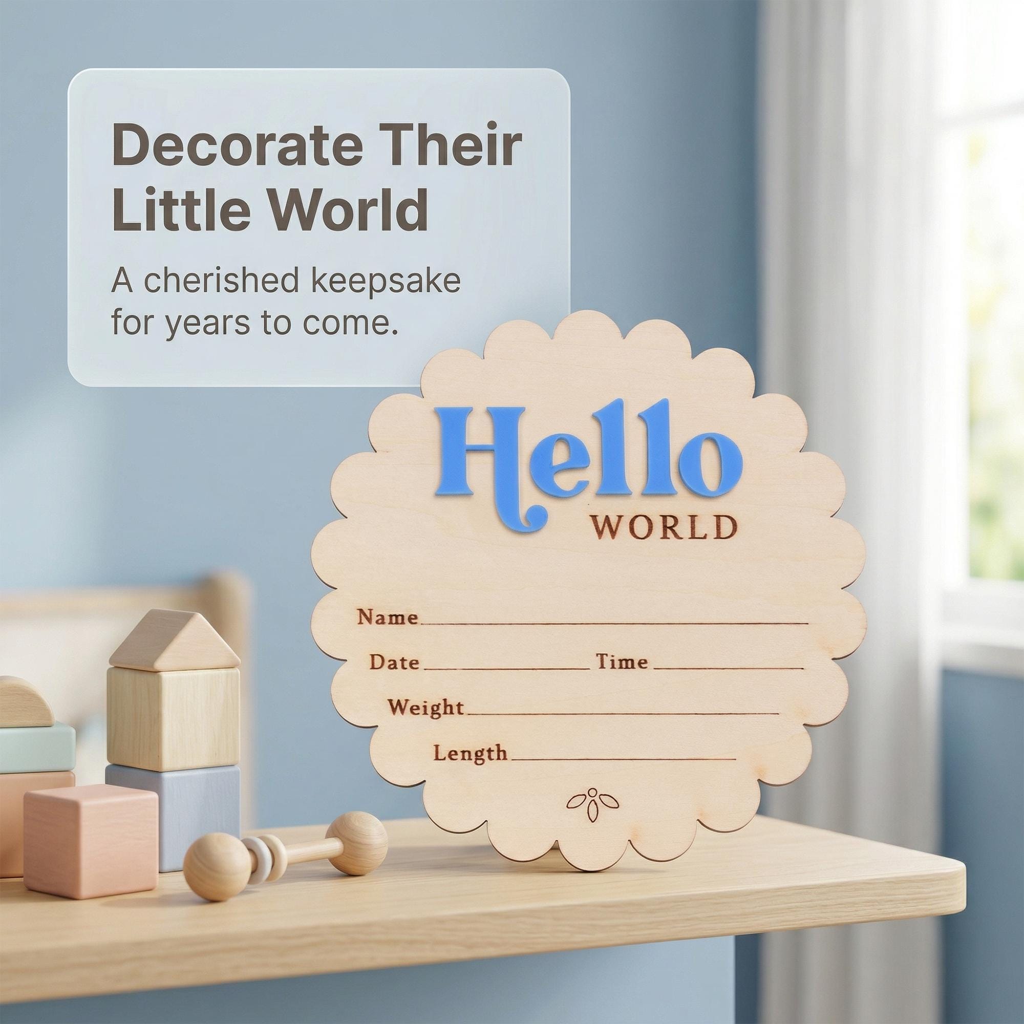 Hello World Baby Announcement Sign Birth Stats Sign Custom Baby Name Sign Newborn Announcement Photo Prop Baby Keepsake Gift