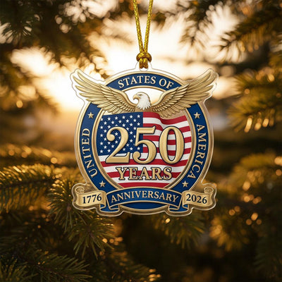 United States 250th Ornament, Semiquincentennial Eagle Emblem, 1776-2026 Patriotic Anniversary Gift, USA 250 Years Decor