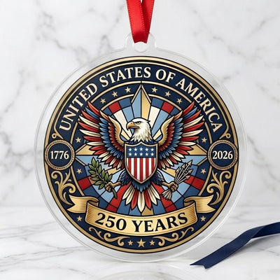 United States 250th Ornament, Great Seal Eagle Emblem, 1776-2026 Patriotic Anniversary Gift, USA 250 Years Decor, America Birthday