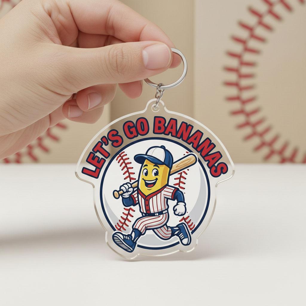 Funny Baseball Keychain, Cute Baseball Fan Keychain, Baseball Bag Charm, Acrylic Baseball Keychain, Baseball Lover Gift