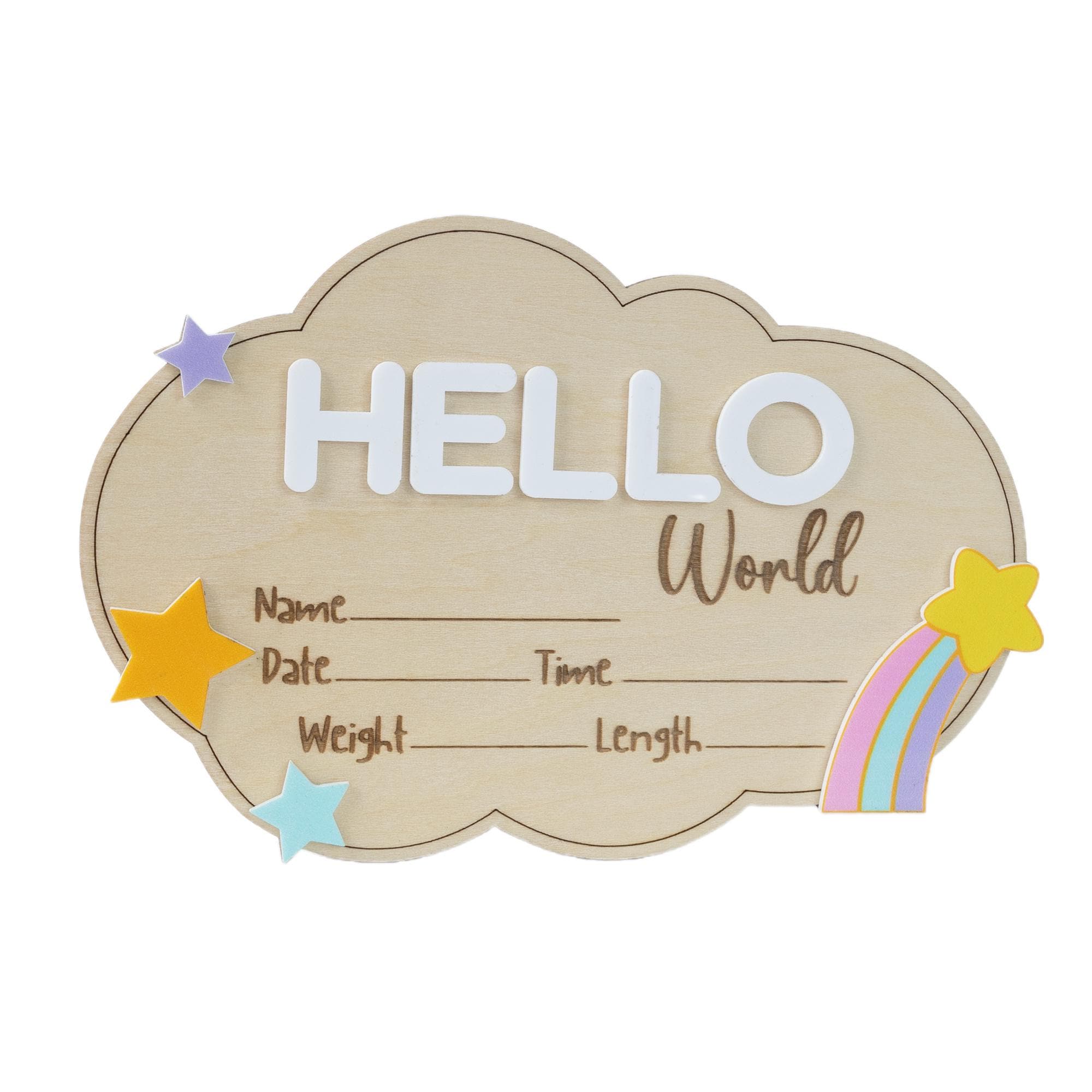 Hello World Baby Announcement, Newborn Birth Stat Sign, Milestone Card, Hospital Name Sign, 3D Wood Sign, Nursery Photo, Baby Photo Prop