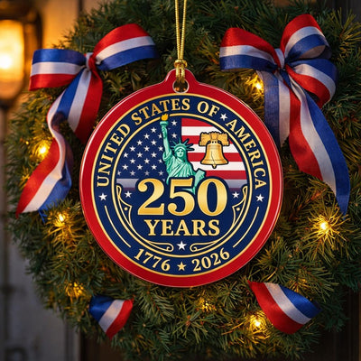 United States 250 Years Ornament, Semiquincentennial Official Style Gift, 1776-2026 Liberty Bell Decor, America 250th Keepsake