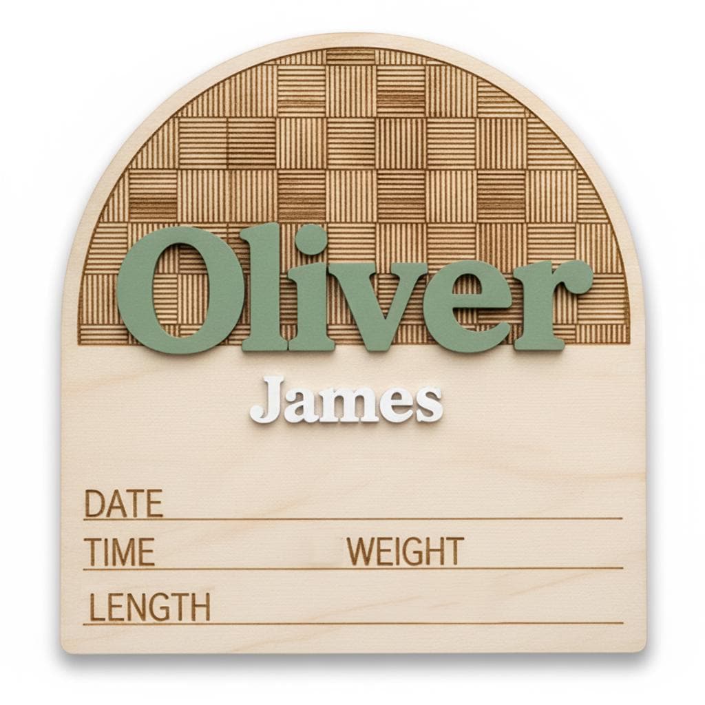 Personalized Baby Birth Announcement Sign Wooden Name Milestone Board
