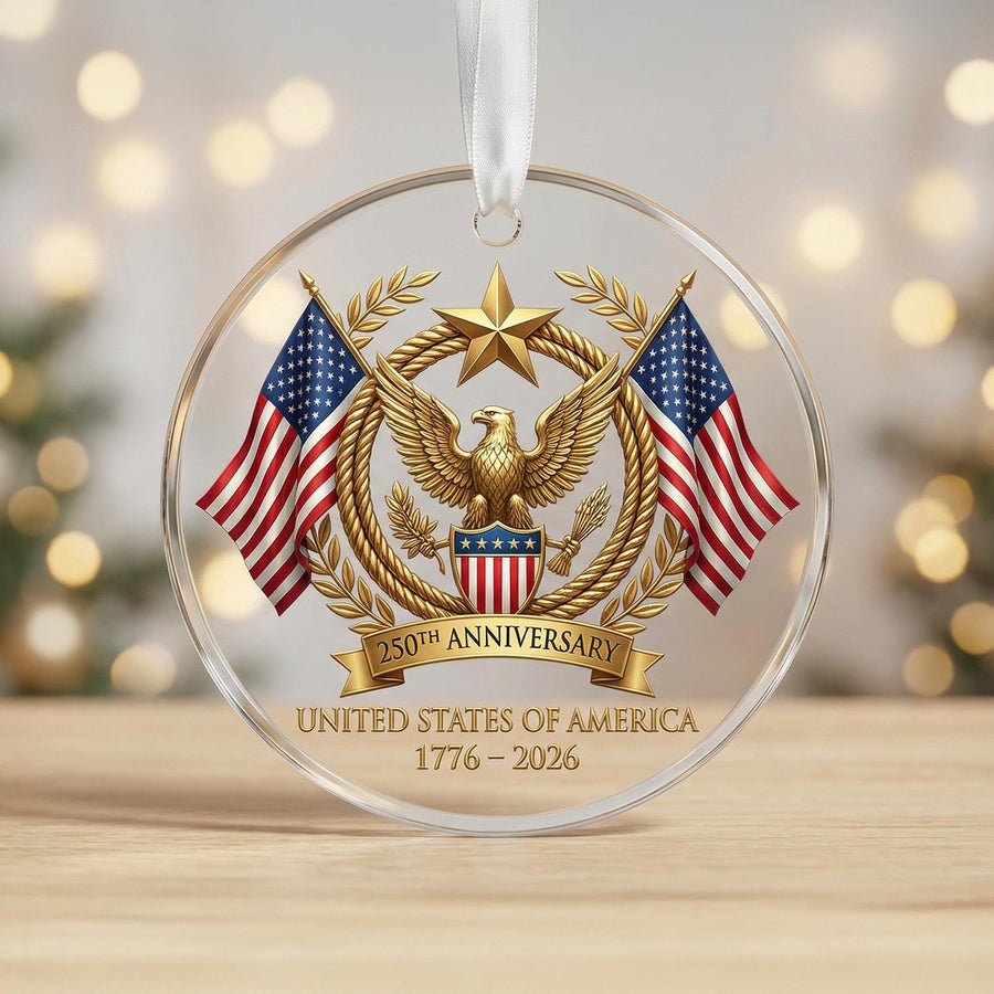United States 250th Anniversary Ornament, Semiquincentennial Eagle Gift, 1776-2026 Patriotic Acrylic Keepsake, USA Birthday Decor