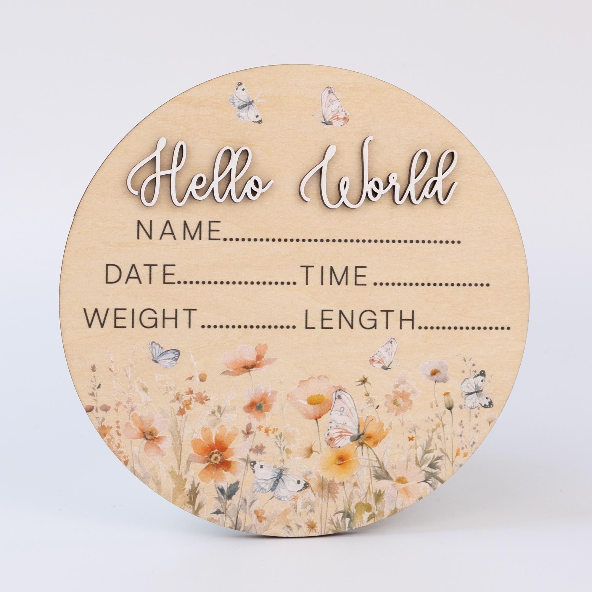 Baby Girl Birth Announcement Sign for Hospital, Baby Photo Prop, Baby Shower Gift, Newborn Gift, Wood Birth Stat Sign, Nursery Decor