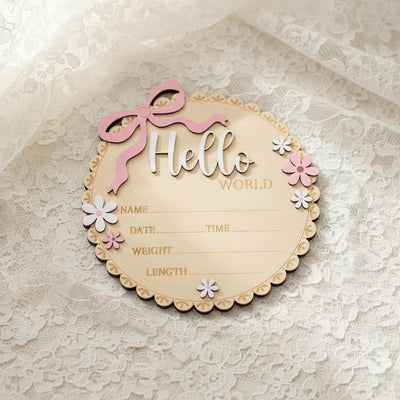 Baby Girl Hello World Sign Wooden Birth Stats Baby Shower Gift