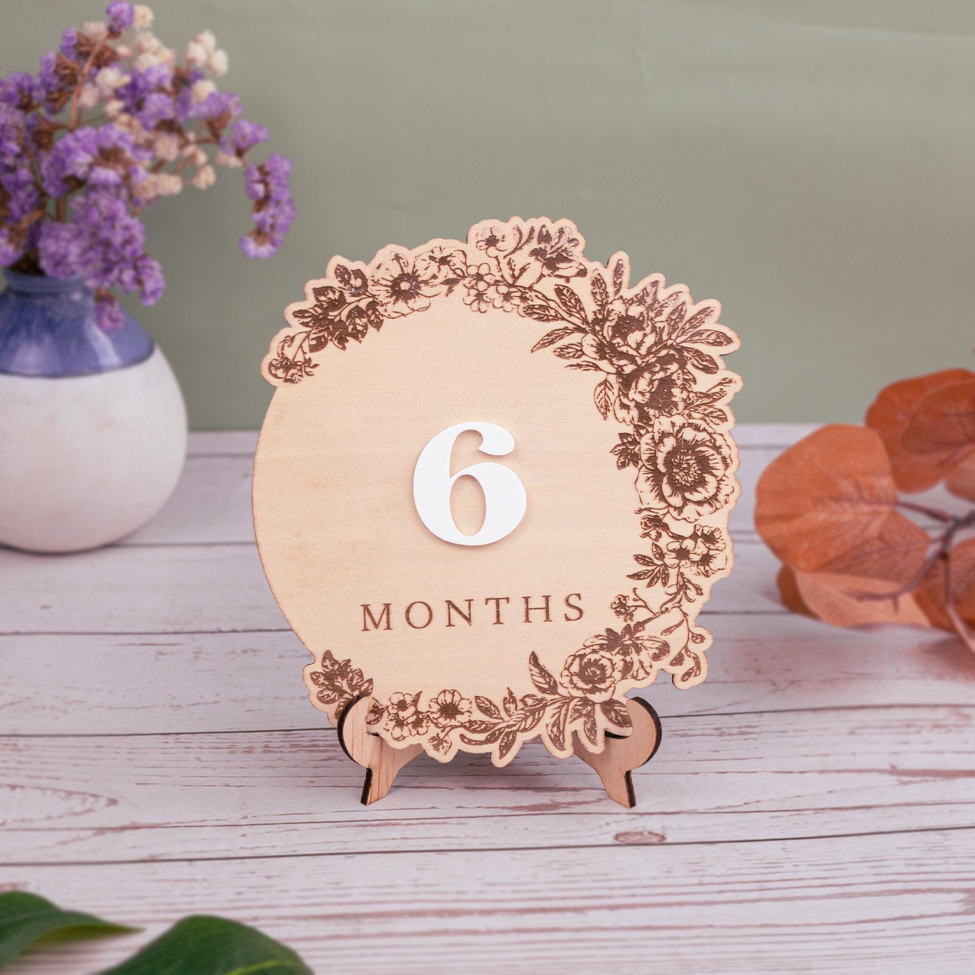Floral Baby Monthly Milestones Girl, Interchangeable Milestone Set, Boho Baby Milestones, Wooden Newborn Photo Prop, Baby Photo Props Girl