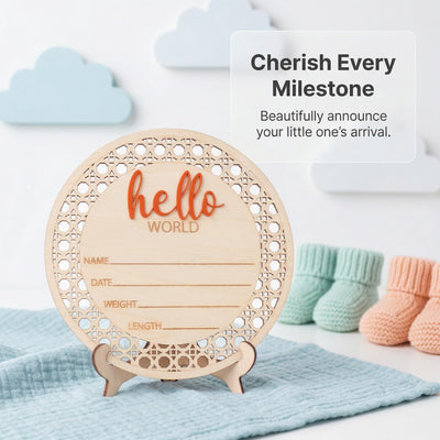 Baby Announcement Sign Hello World Baby Sign Birth Stats Sign Custom Baby Name Sign Newborn Announcement Photo Prop Baby Keepsake Gift