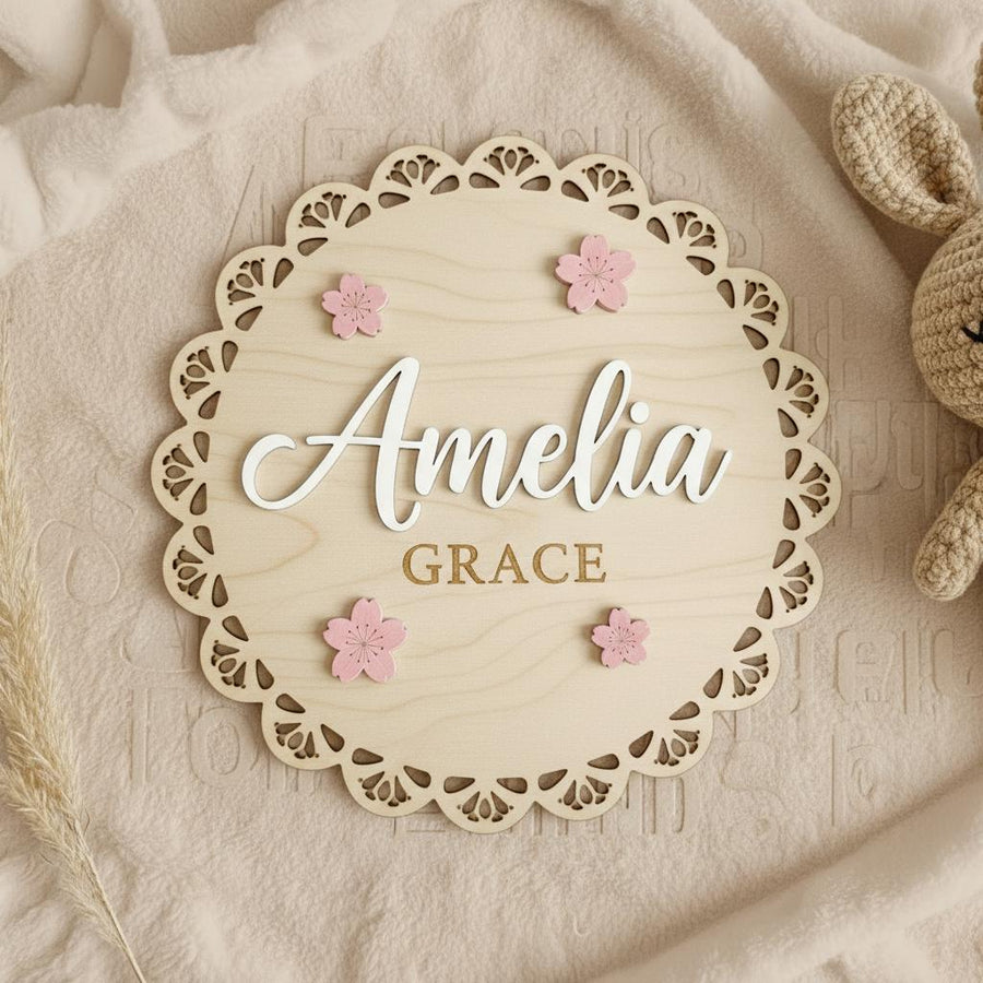 Personalized Wooden Baby Name Sign, Hospital Baby Girl Name Sign, Baby Name Reveal, Baby Shower Gift, Nursery Decor