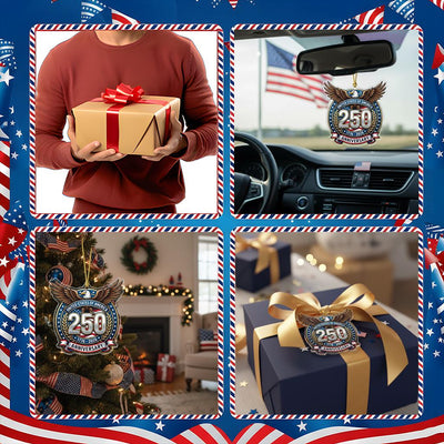 USA 250th Anniversary Ornament, Semiquincentennial Silver Eagle Gift, 1776-2026 Patriotic Acrylic Decor, America Milestone Keepsake