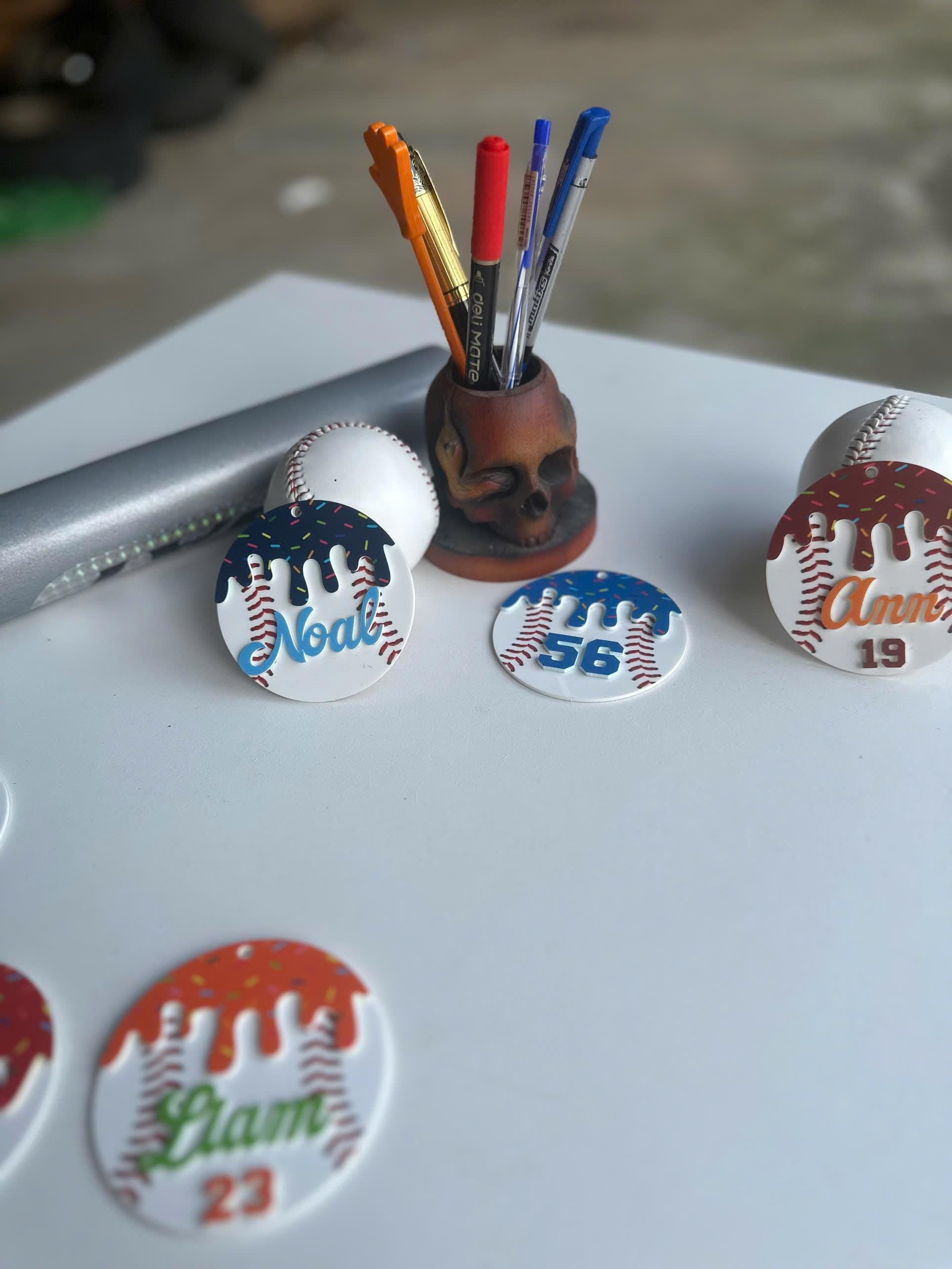 Personalized Baseball Keychain Custom Player Name and Number, Acrylic Baseball Bag Tag, Little League Player Gift, Baseball Team Gift