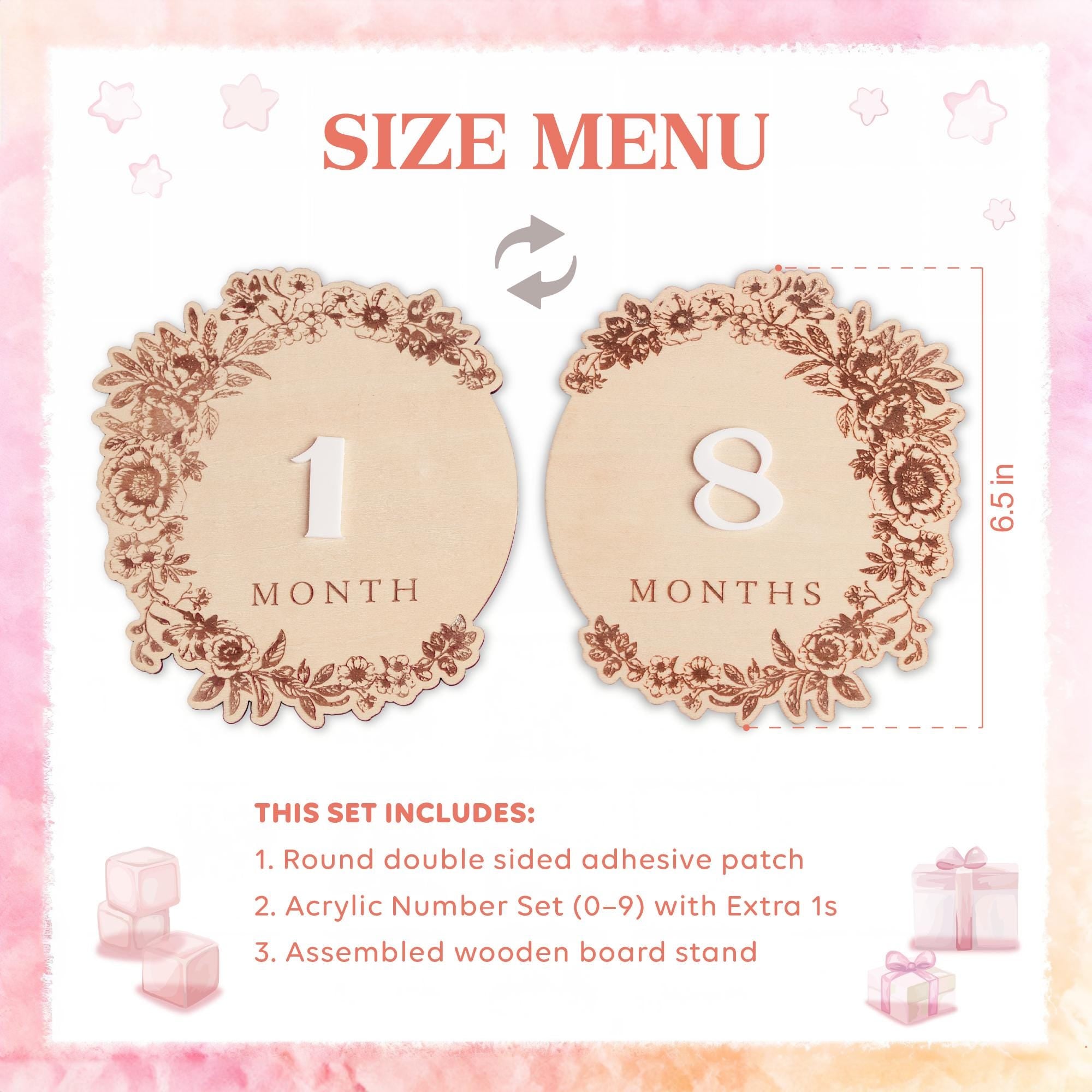 Floral Baby Monthly Milestones Girl, Interchangeable Milestone Set, Boho Baby Milestones, Wooden Newborn Photo Prop, Baby Photo Props Girl