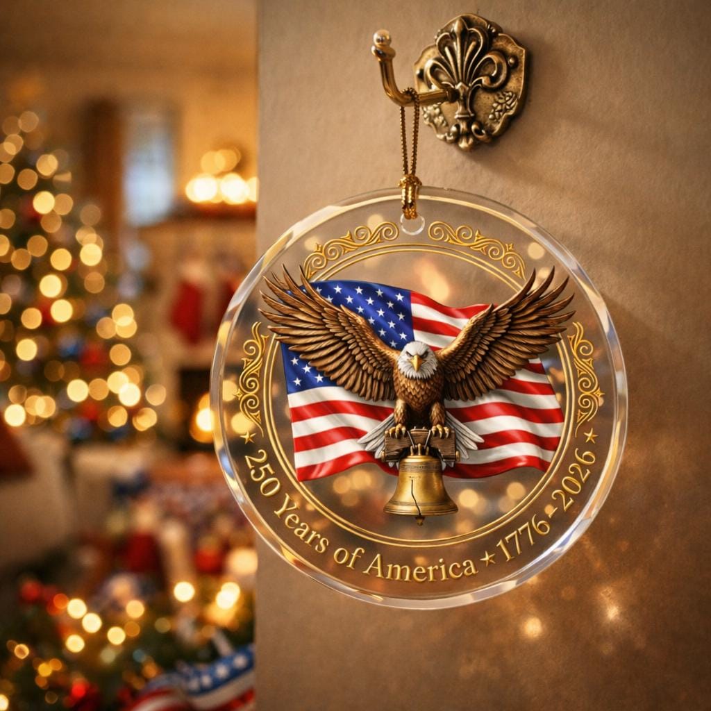 250 Years of America Ornament, Semiquincentennial Eagle Gift, 1776-2026 Patriotic Acrylic Keepsake, USA Birthday Tree Decor