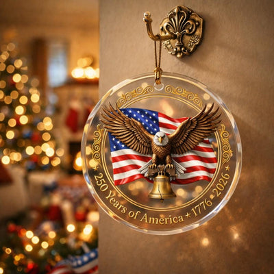 250 Years of America Ornament, Semiquincentennial Eagle Gift, 1776-2026 Patriotic Acrylic Keepsake, USA Birthday Tree Decor