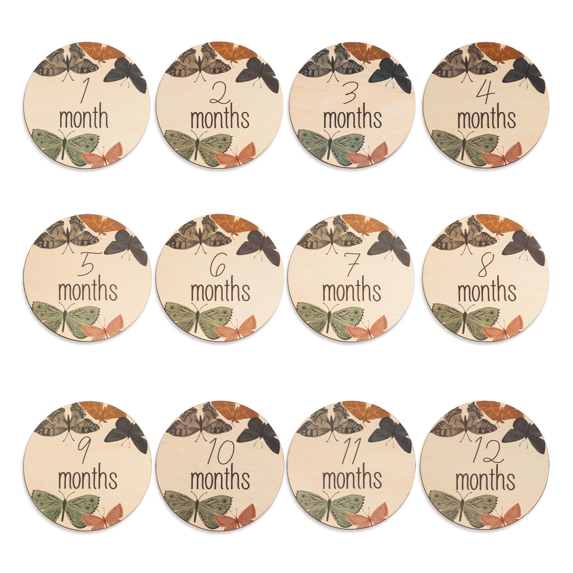 Butterfly Baby Milestone, Wooden Monthly Milestone, Boho Newborn Keepsake,Baby Girl Milestone Set,Baby Milestone Photo Props,Milestone Card